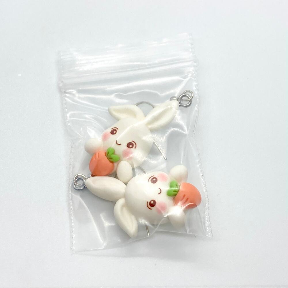Bunny Rabbit Carrot Dangle Earring Pair - Picture 9 of 10